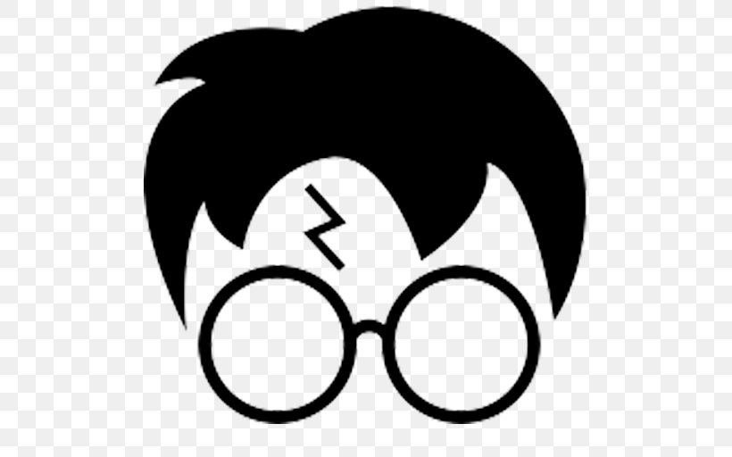 Harry Potter (Literary Series) Clip Art Hogwarts School Of Witchcraft And Wizardry Fictional Universe Of Harry Potter Garrï Potter, PNG, 512x512px, Harry Potter Literary Series, Black, Black And White, Decal, Eyewear Download Free