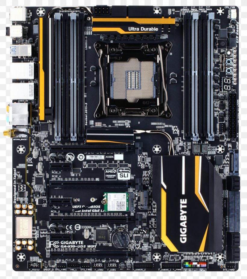 Intel X99 Motherboard LGA 2011 Gigabyte Technology, PNG, 882x1000px, Intel, Amd Crossfirex, Atx, Central Processing Unit, Computer Download Free