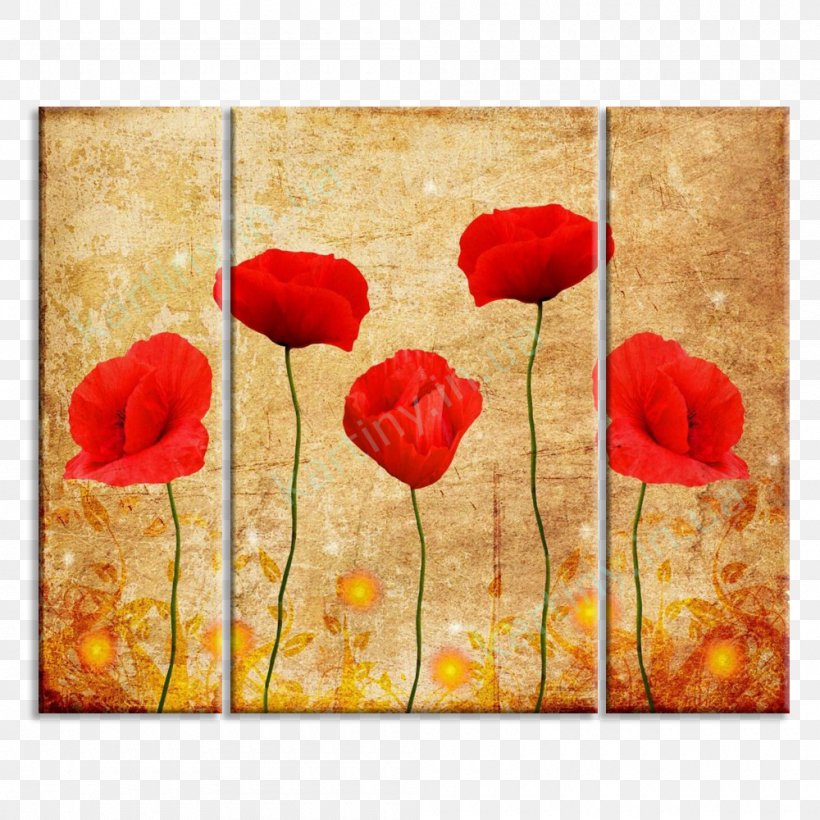 Mural Poppy Watercolor Painting Interieur Wallpaper, PNG, 1000x1000px, Mural, Acrylic Paint, Common Poppy, Coquelicot, Flower Download Free