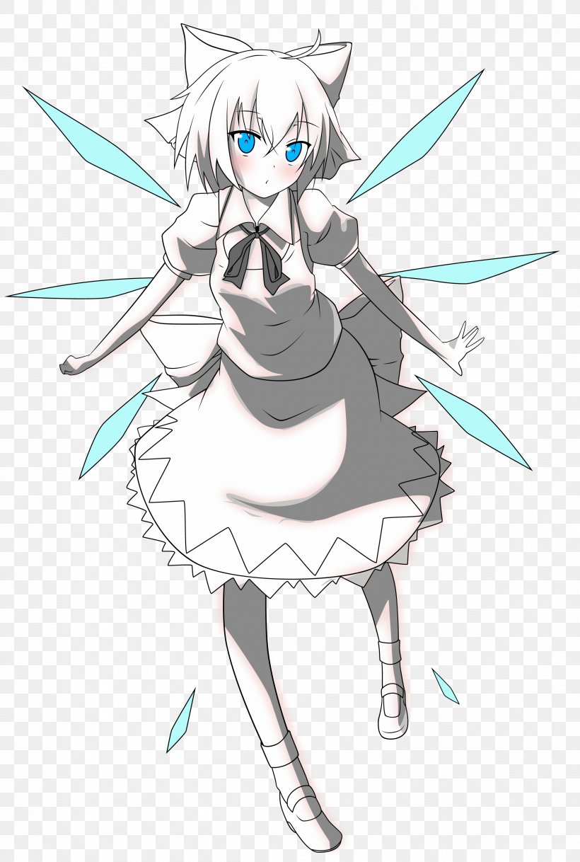 Cirno Touhou Project, PNG, 2422x3598px, Watercolor, Cartoon, Flower, Frame, Heart Download Free