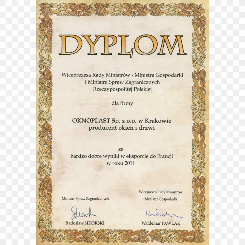 Oknoplast Window Poland Diploma Minister, PNG, 1000x1000px, Oknoplast, Academic Degree, Diploma, Door, Keyword Tool Download Free