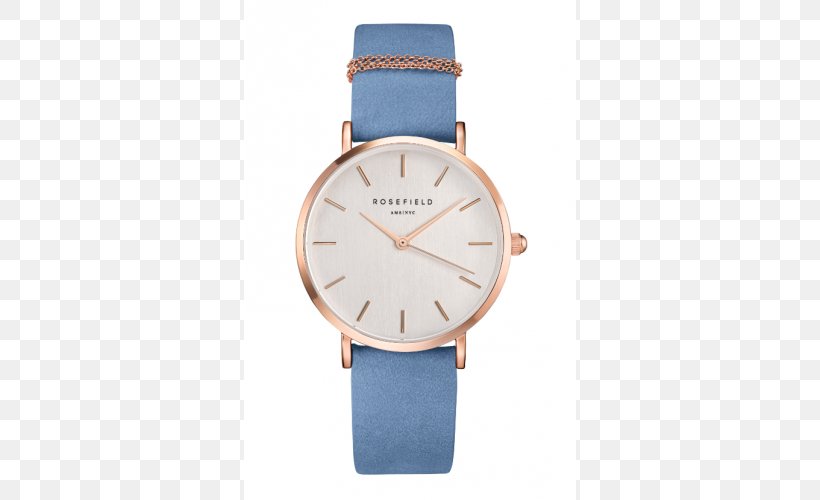 ROSEFIELD The West Village Watch Blue Jewellery Strap, PNG, 500x500px, Watch, Blue, Clock, Fossil Group, Gold Download Free