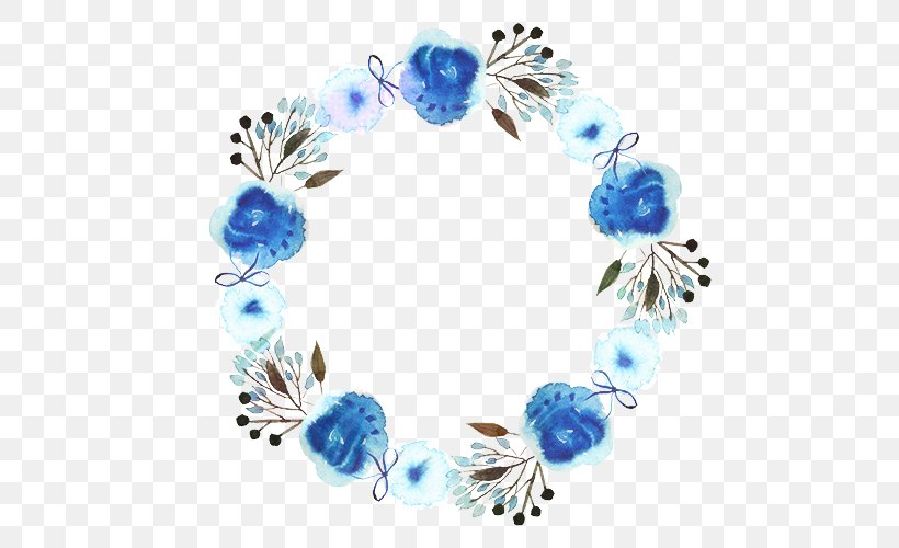 Watercolor Painting Wreath Rose Flower, PNG, 500x500px, Watercolor Painting, Aqua, Art, Blue, Body Jewelry Download Free