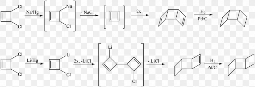 Cyclobutadiene Dimer Ladderane Chemistry Cyclobutane, PNG, 1200x413px, Cyclobutadiene, Area, Black And White, Chemical Reaction, Chemical Synthesis Download Free