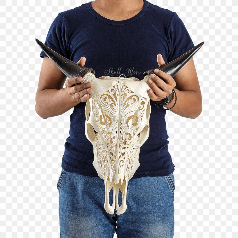 T-shirt Shoulder Skull Cattle Horn, PNG, 1000x1000px, Tshirt, Cattle, Horn, Joint, Neck Download Free