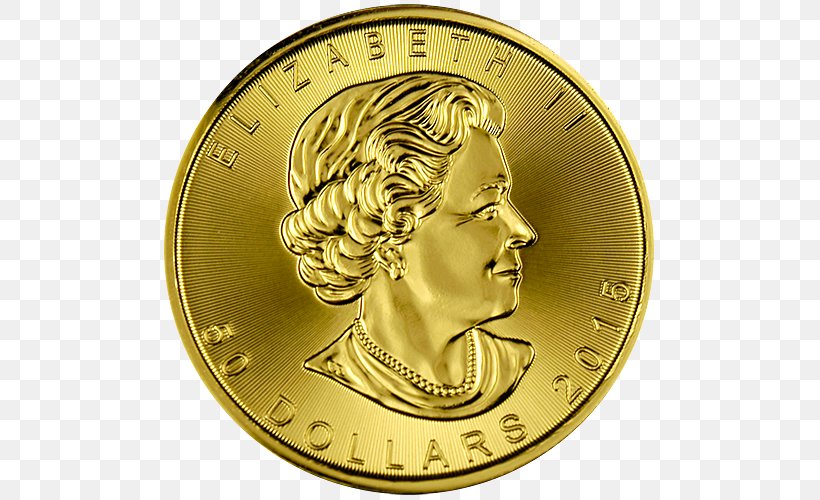 Gold Coin Canadian Gold Maple Leaf Bullion Coin, PNG, 500x500px, Coin, Bullion, Bullion Coin, Canadian Dollar, Canadian Gold Maple Leaf Download Free