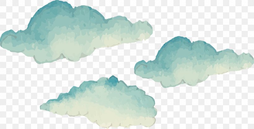 Cartoon Cloud Euclidean Vector, PNG, 2452x1247px, Cartoon, Blue, Cloud, Designer, Hand Painted Clouds Download Free