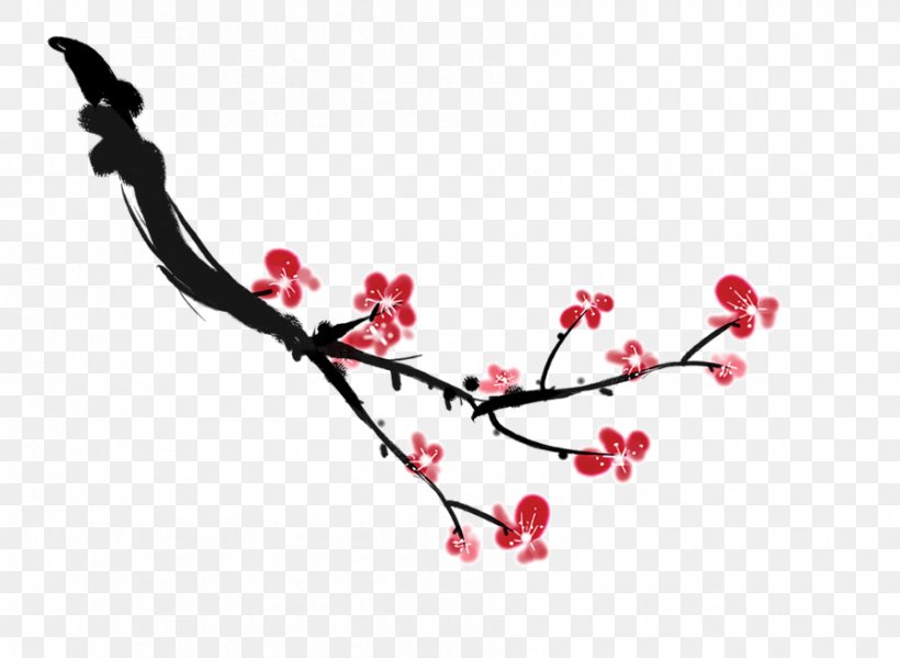 Ink Wash Painting Plum Blossom Graphic Design, PNG, 894x654px, Ink Wash Painting, Art, Blossom, Body Jewelry, Branch Download Free