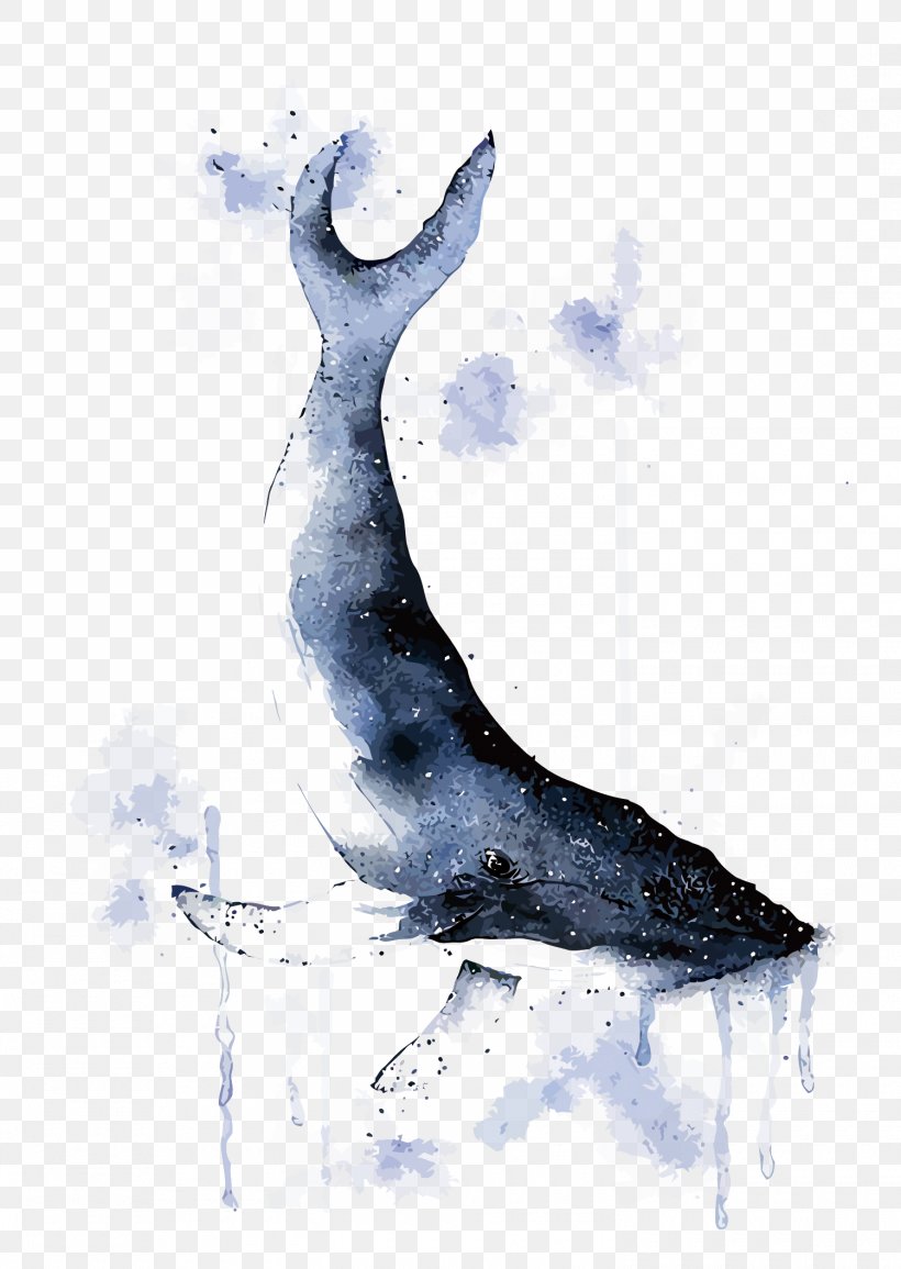 Whale Watercolor Painting Illustration, PNG, 1500x2113px, Whale, Art, Deer, Fauna, Ink Wash Painting Download Free