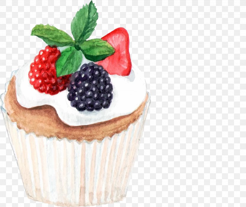 Cupcake Bakery Painting, PNG, 2631x2225px, Cupcake, Art, Bakery, Berry, Buttercream Download Free