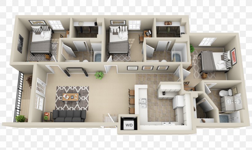 Vie At Muncie 3D Floor Plan House, PNG, 1500x894px, 3d Floor Plan, Floor Plan, Apartment, Floor, Home Download Free