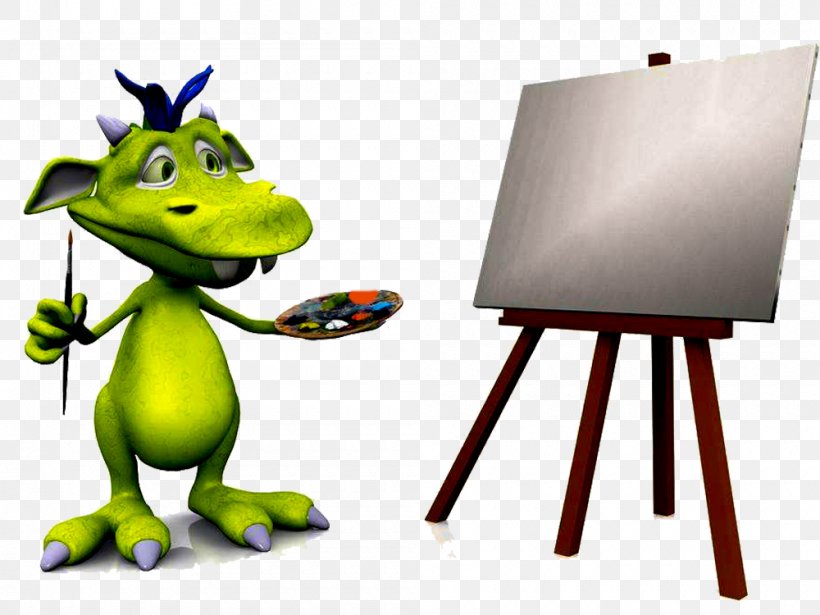 Oil Painting Cartoon Drawing Illustration, PNG, 1000x750px, Painting, Amphibian, Artist, Brush, Canvas Download Free