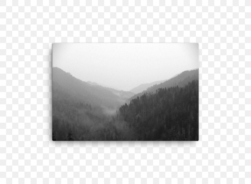 Black And White Landscape Photography, PNG, 600x600px, Black And White, Canvas Print, Fog, Great Smoky Mountains, Landscape Download Free