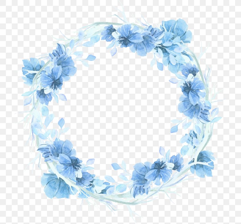Wreath Watercolour Flowers Blue Watercolor Painting, PNG, 723x765px, Wreath, Blue, Child, Floral Design, Flower Download Free