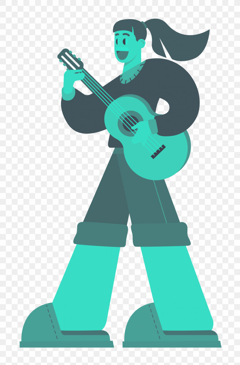 Playing The Guitar Music Guitar, PNG, 1642x2500px, Playing The Guitar, Cartoon, Character, Green, Guitar Download Free