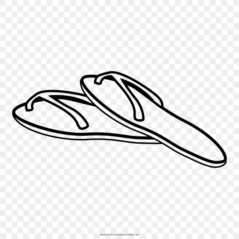 Coloring Book Drawing Flip-flops Sandal, PNG, 1000x1000px, Coloring Book, Area, Artwork, Black, Black And White Download Free