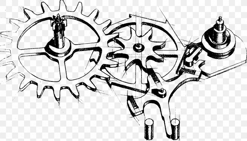Coaxial Escapement Omega SA Watch Movement, PNG, 1712x979px, Coaxial Escapement, Artwork, Balance Wheel, Black And White, Cartoon Download Free