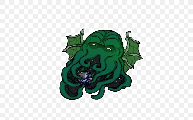 Cthulhu Sticker Telegram .de .su, PNG, 512x512px, Cthulhu, Fictional Character, Green, Legendary Creature, Mythical Creature Download Free