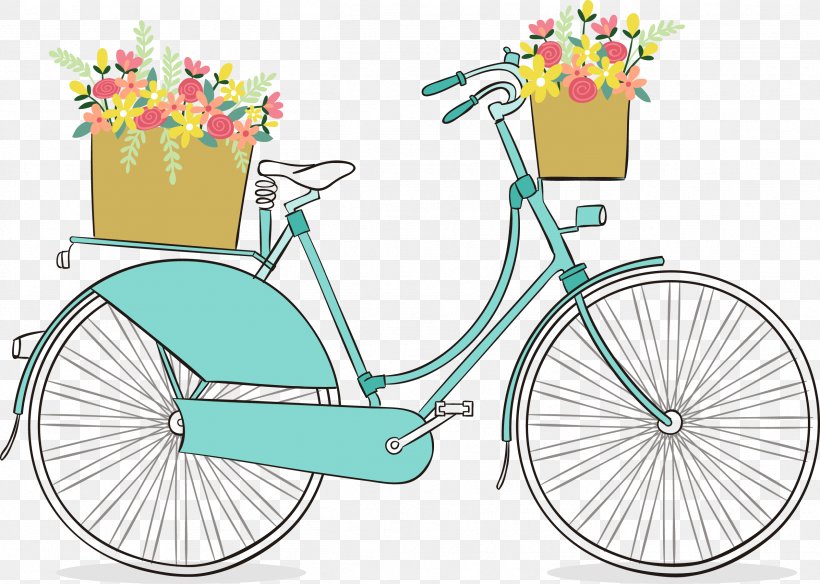 Bicycle Free Content Clip Art, PNG, 2528x1802px, Bicycle, Art, Bicycle Accessory, Bicycle Basket, Bicycle Frame Download Free