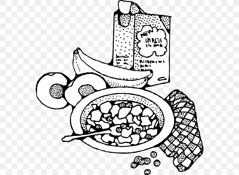 Breakfast Cereal Pancake Ready-to-Use Food And Drink Spot Illustrations Bacon, PNG, 576x600px, Breakfast, Area, Art, Bacon, Black And White Download Free