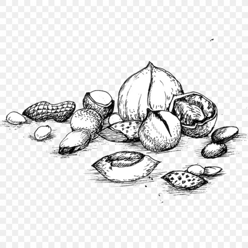 Nut Food Snack Download, PNG, 1000x1000px, Nut, Artwork, Black And White, Body Jewelry, Candy Download Free