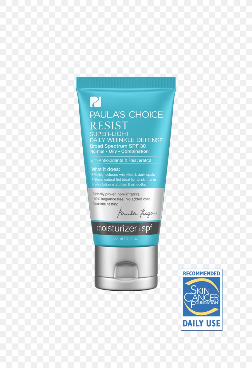 Sunscreen Lotion Paula's Choice Resist Super-Light Daily Wrinkle Defense SPF 30 Factor De Protección Solar Anti-aging Cream, PNG, 800x1200px, Sunscreen, Antiaging Cream, Cream, Lotion, Moisturizer Download Free