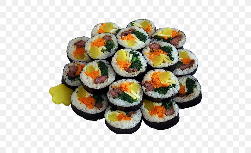 Gimbap Korean Cuisine Sushi Bulgogi Rice Noodle Roll, PNG, 500x500px, Gimbap, Asian Food, Bulgogi, California Roll, Comfort Food Download Free