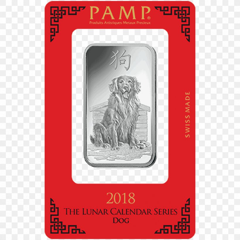 Dog Gold Bar PAMP Lunar Series, PNG, 1000x1000px, Dog, Brand, Bullion, Bullionbypost, Carat Download Free