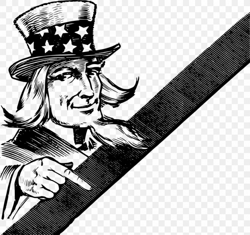 United States Uncle Sam Public Domain Clip Art, PNG, 958x898px, United States, Art, Black, Black And White, Cartoon Download Free