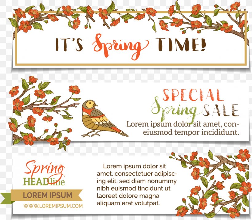 Euclidean Vector Floral Design Illustration, PNG, 1262x1106px, Floral Design, Advertising, Banner, Beak, Bird Download Free