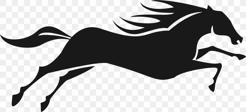 Horse Silhouette Clip Art, PNG, 2386x1092px, Horse, Art, Black, Black And White, Carnivoran Download Free
