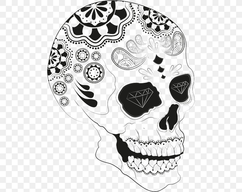 Calavera Pan De Muerto Skull Day Of The Dead, PNG, 500x651px, Calavera, Art, Black And White, Bone, Day Of The Dead Download Free