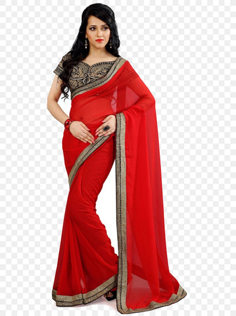 Nivedita Tiwari Sari Gangaa Georgette Red, PNG, 491x1100px, Sari, Chiffon, Costume, Fashion, Fashion Model Download Free