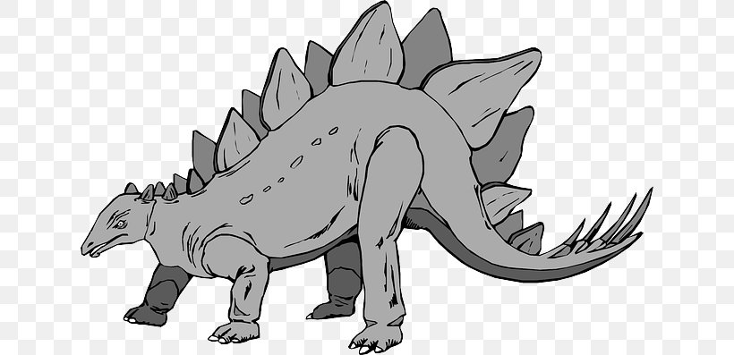 Stegosaurus Triceratops Dinosaur Grey Clip Art, PNG, 640x397px, Stegosaurus, Animal, Animal Figure, Artwork, Black And White Download Free