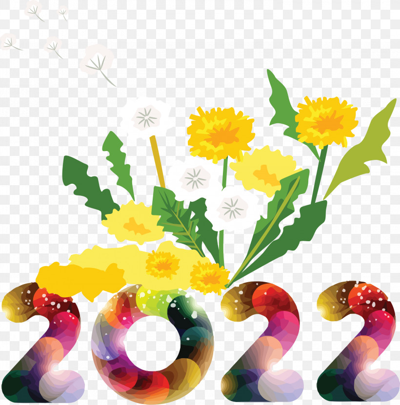 2022 Happy New Year Happy 2022 New Year 2022, PNG, 2960x3000px, Floral Design, Dandelions, Still Life Photography Download Free