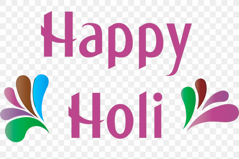 Happy Holi, PNG, 2999x1994px, Happy Holi, Line, Logo, Magenta, Pink Download Free
