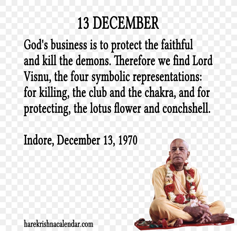 International Society For Krishna Consciousness Quotation Vedas 13 December, PNG, 800x800px, Krishna, Area, Bhagavan, C Bhaktivedanta Swami Prabhupada, Calendar Download Free