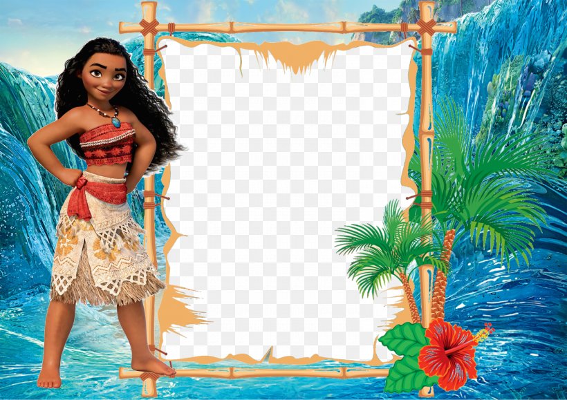 Moana Picture Frames Convite Party Photomontage, PNG, 1600x1131px, Watercolor, Cartoon, Flower, Frame, Heart Download Free