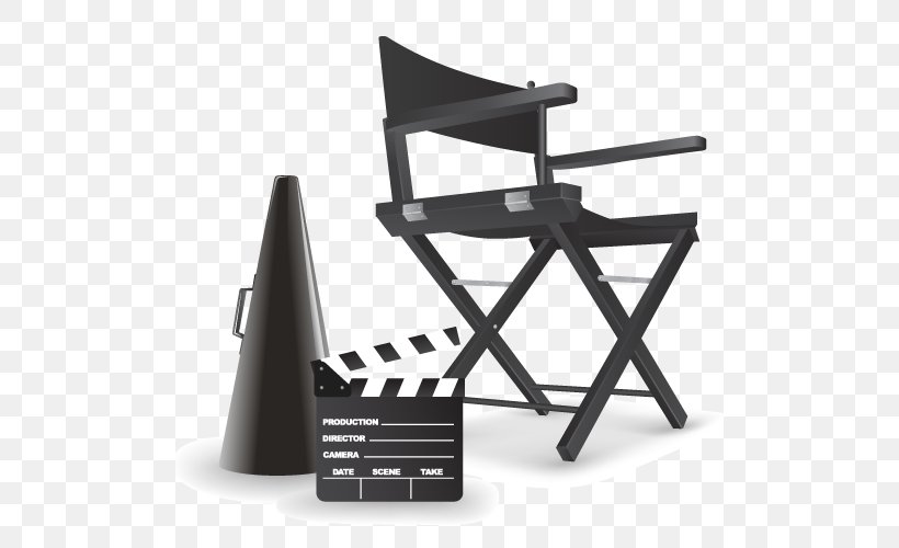 Director's Chair Film Director Clip Art, PNG, 500x500px, Film Director, Black And White, Chair, Clapperboard, Film Download Free