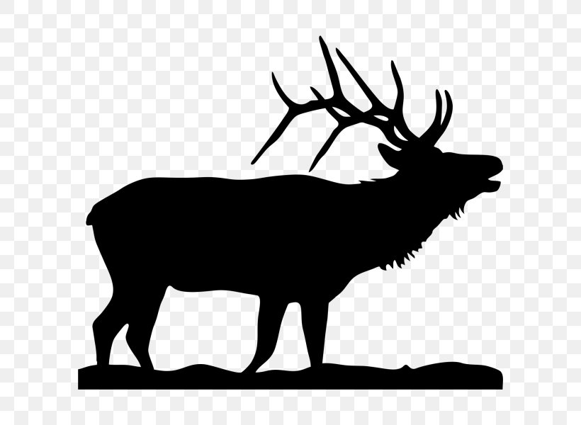 Elk Moose Silhouette Clip Art, PNG, 600x600px, Elk, Antler, Art, Black And White, Cattle Like Mammal Download Free