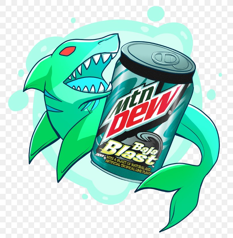 Fizzy Drinks Mountain Dew Taco Bell Baja Blast Soda 12 Pack Mtn Dew T-shirt, PNG, 800x835px, Fizzy Drinks, Brand, Drink Can, Fictional Character, Fish Download Free