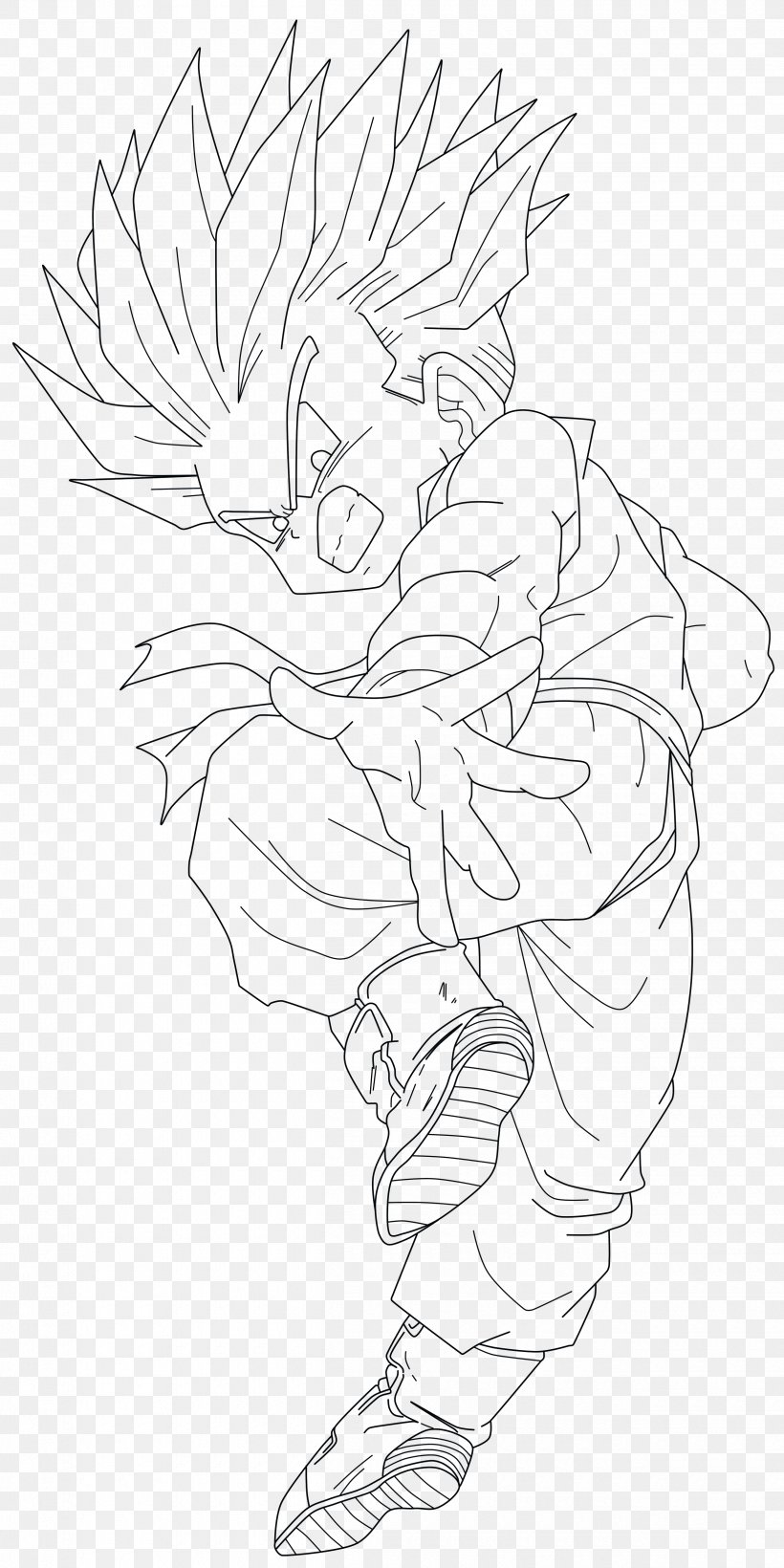 Trunks Line Art Drawing Goku Super Saiya, PNG, 2500x5000px, Trunks, Arm, Art, Artwork, Black Download Free