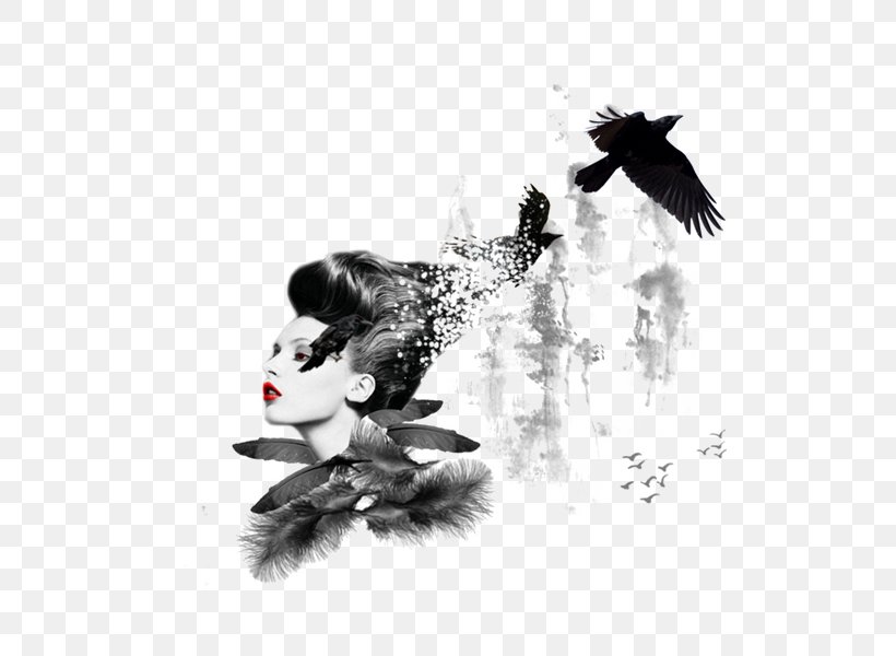 Ink Black And White Painting, PNG, 600x600px, Ink, Art, Beautiful, Bird, Black And White Download Free