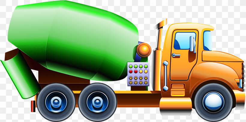 Concrete Mixer Transport Vehicle Toy Model Car, PNG, 2446x1219px, Watercolor, Car, Concrete Mixer, Model Car, Paint Download Free