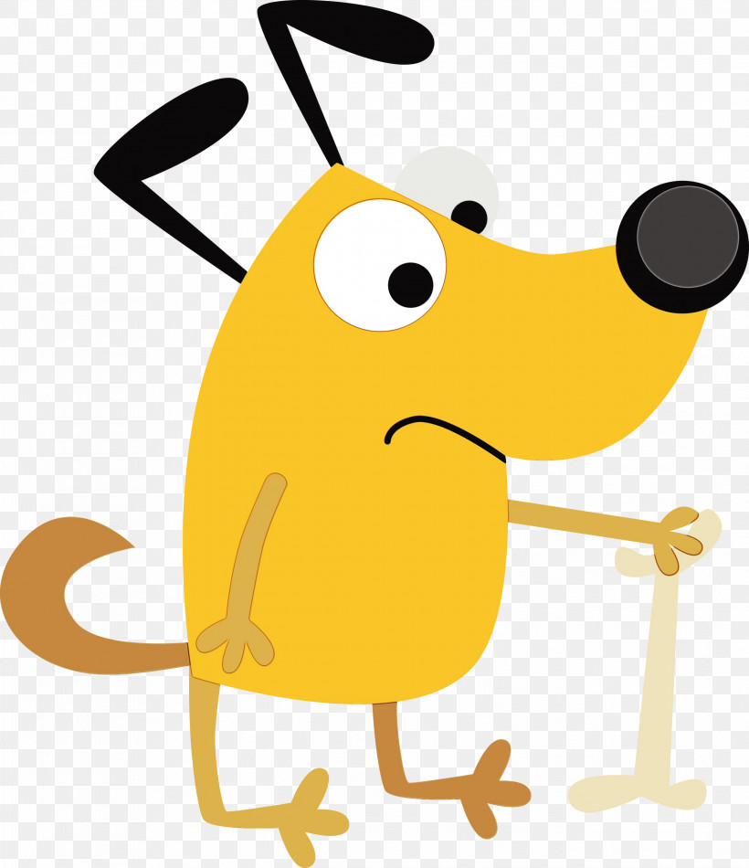 Yellow Cartoon Line Smile Pleased, PNG, 2587x3000px, Cute Cartoon Dog, Cartoon, Line, Paint, Pleased Download Free