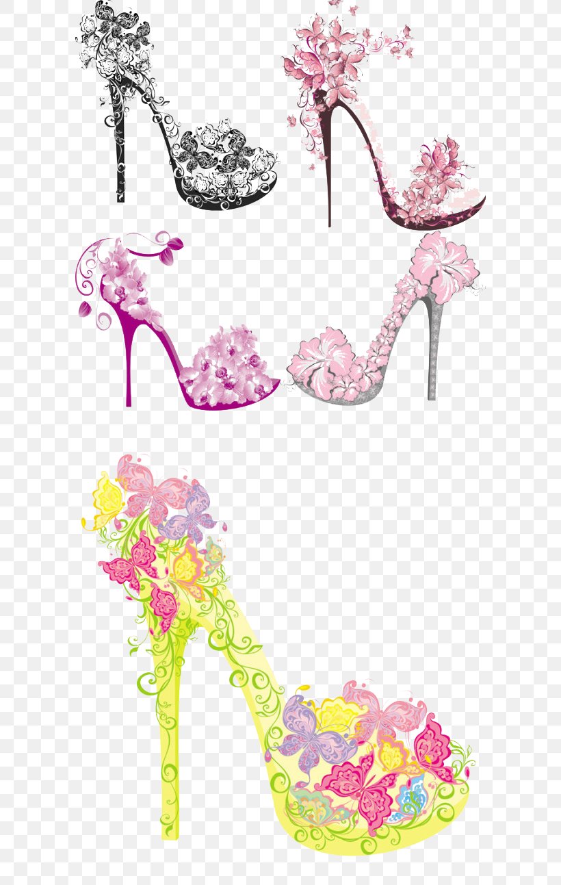 High-heeled Footwear Shoe Clip Art, PNG, 600x1293px, Highheeled Footwear, Art, Boot, Branch, Cherry Blossom Download Free