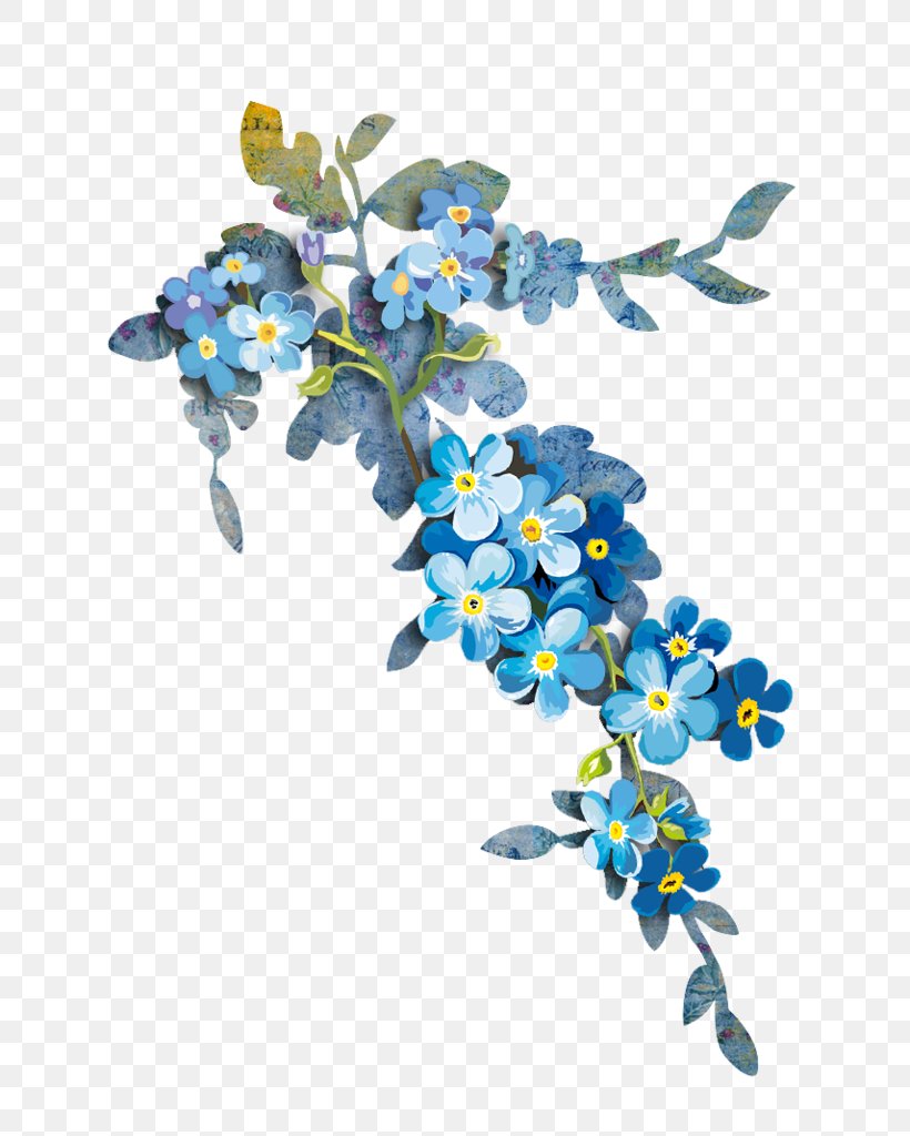 Flower Blue Watercolor Painting Clip Art, PNG, 818x1024px, Flower, Blue, Blue Flower, Branch, Cut Flowers Download Free