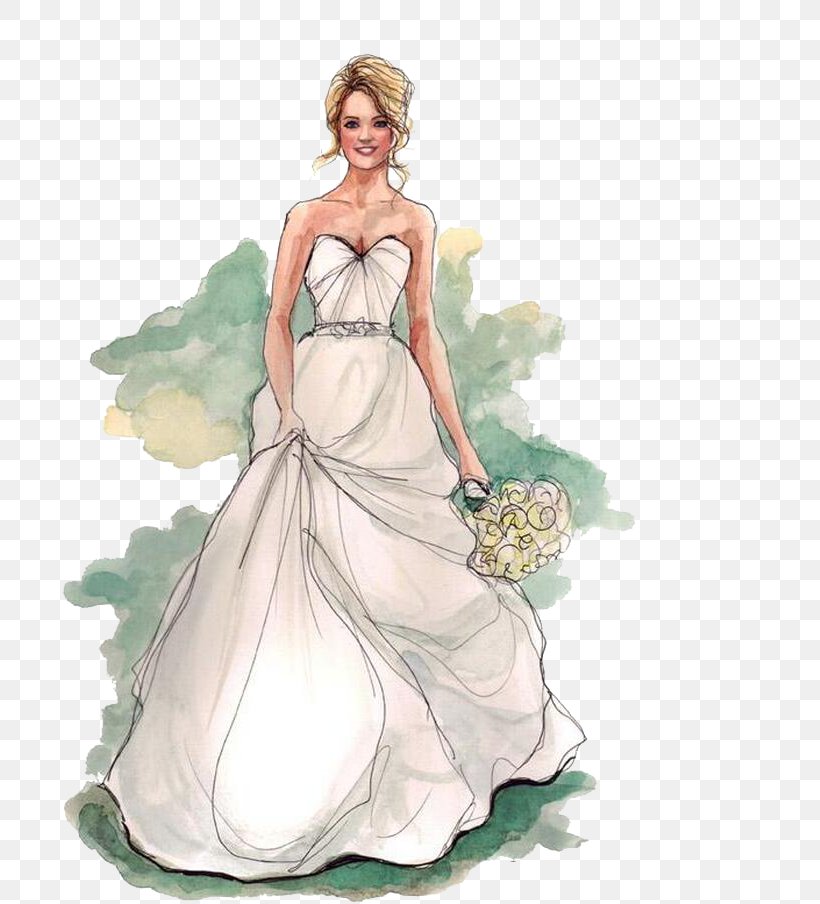 Contemporary Western Wedding Dress Model, PNG, 737x904px, Watercolor, Cartoon, Flower, Frame, Heart Download Free