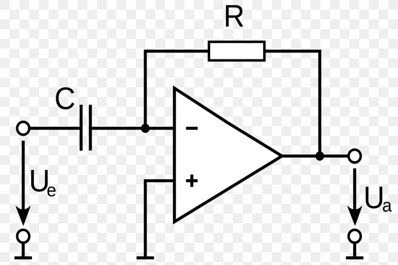 Operational Amplifier Integrator Electronic Circuit Electronics, PNG, 1280x853px, Operational Amplifier, Amplifier, Area, Black And White, Capacitor Download Free