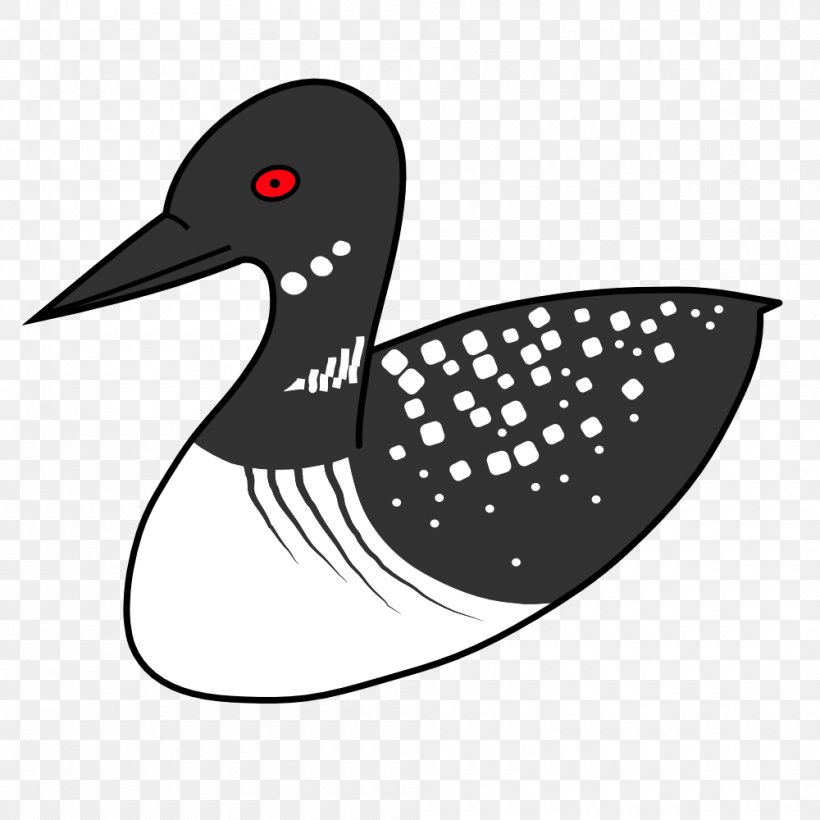 Duck Bird Common Loon Clip Art, PNG, 1000x1000px, Duck, Beak, Bird, Black And White, Common Loon Download Free